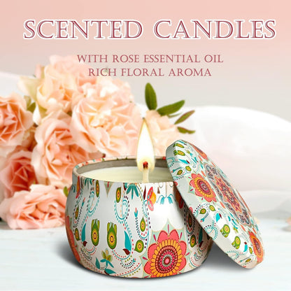 Duftkerzen-Geschenkset Rose Aromatherapie Kerzen 120 Std. Brenndauer für Zuhause Geburtstag Weihnachten
