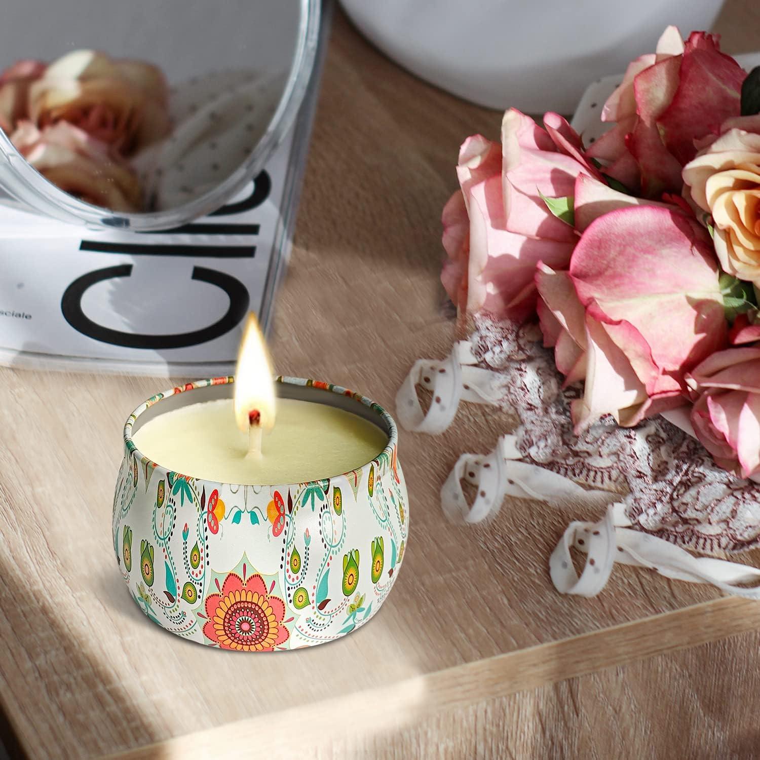 Duftkerzen-Geschenkset: Aromatherapie-Rose, 120 Std. brennendes