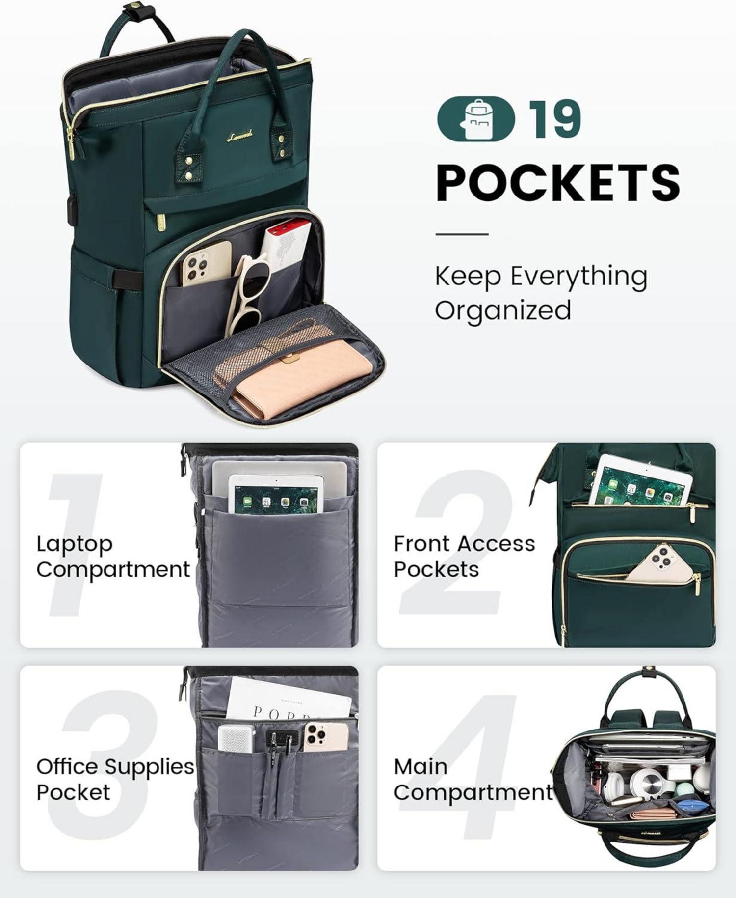 Wasserdichter Damen Rucksack mit 15,6 Zoll Laptopfach und