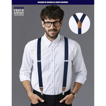 Herren Hosenträger X-Form 3,5cm mit 4 starken Metallclips, verstellbar, navyblau