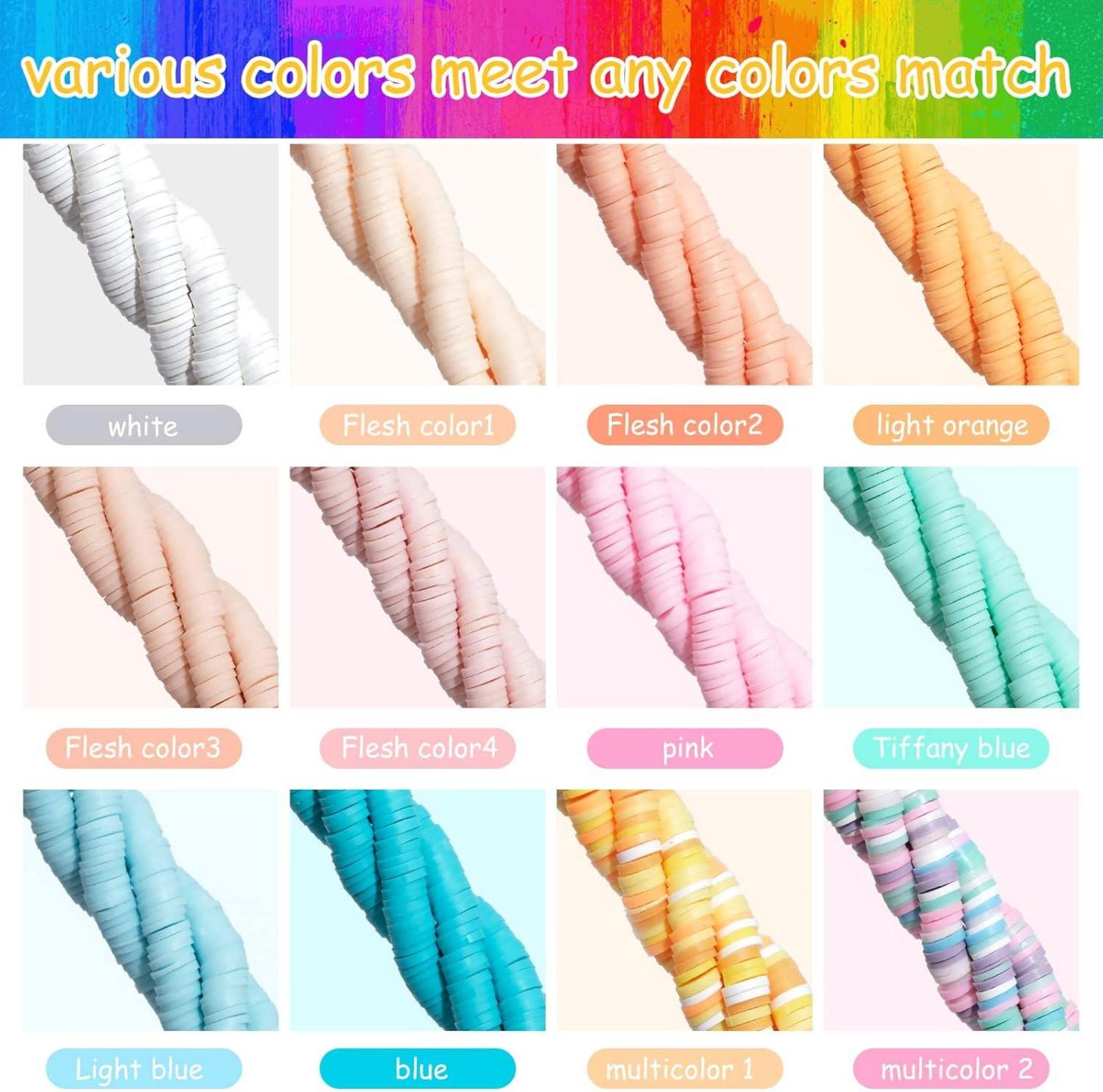 Ruby 4200 Stück Heishi Clay Perlen Set 6mm Gemischte Farben