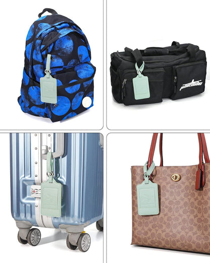 3er Set Kofferanhänger PU Leder Aqua Grün Flugreise Schutz Privatsphäre