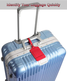3er Set Kofferanhänger Rot PU Leder Flugreise Adressschild