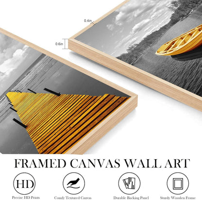 Landschaft Wandbild Natur Berg See Panorama Deko Holz Rahmen 30x40 Nordic 3er Set