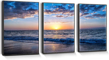 Bilder Mit Rahmen Schwarz Leinwandbild Sonnenuntergang Strand 3er Pack