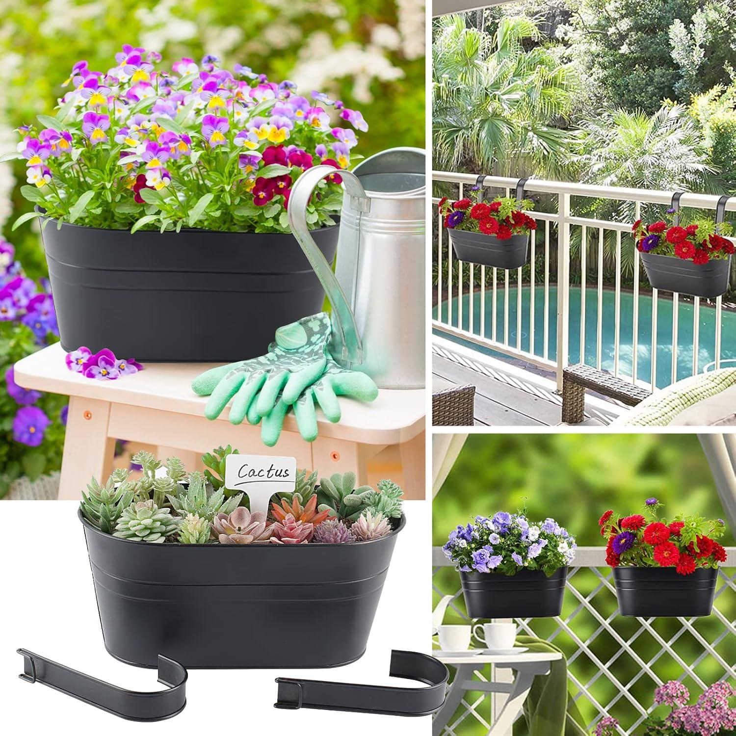 2er Set Vintage Hängetöpfe Schwarz für Balkon Blumen Pflanzen 27×14×22cm