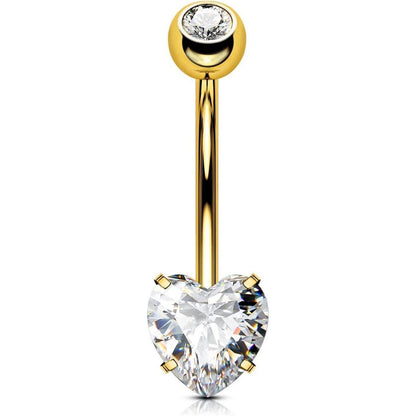 Bauchnabelpiercing Titan Herz mit Zirkonia, 14mm, 1.6mm