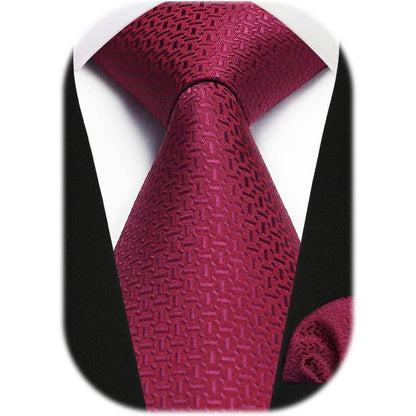 Krawatten- und Einstecktuch-Set Herren Burgund 8,5cm