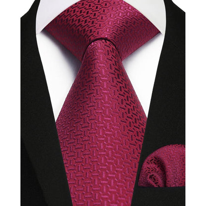 Krawatten- und Einstecktuch-Set Herren Burgund 8,5cm