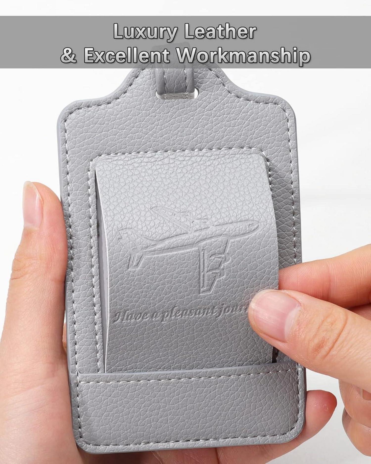 Kofferanhänger 3er Set Adressschild PU Leder Flugreise Grey