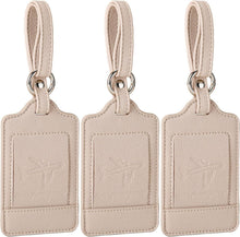 3er Set PU Leder Kofferanhänger mit Adressschild Beige