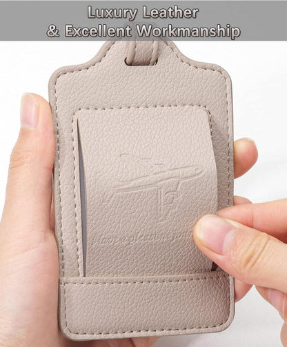 3er Set PU Leder Kofferanhänger mit Adressschild Beige
