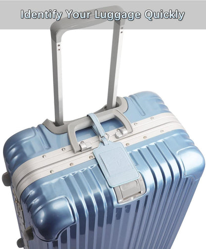 3er Set Kofferanhänger PU Leder Flugreise Gepäckanhänger Blau