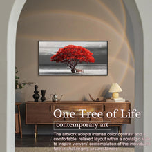 Rote Baum Leinwandbild mit Rahmen 50x100cm, Wanddeko