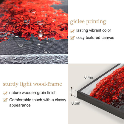 Rote Baum Bilder 3 Teilig Rahmen Schwarz Leinwand Wohnzimmer