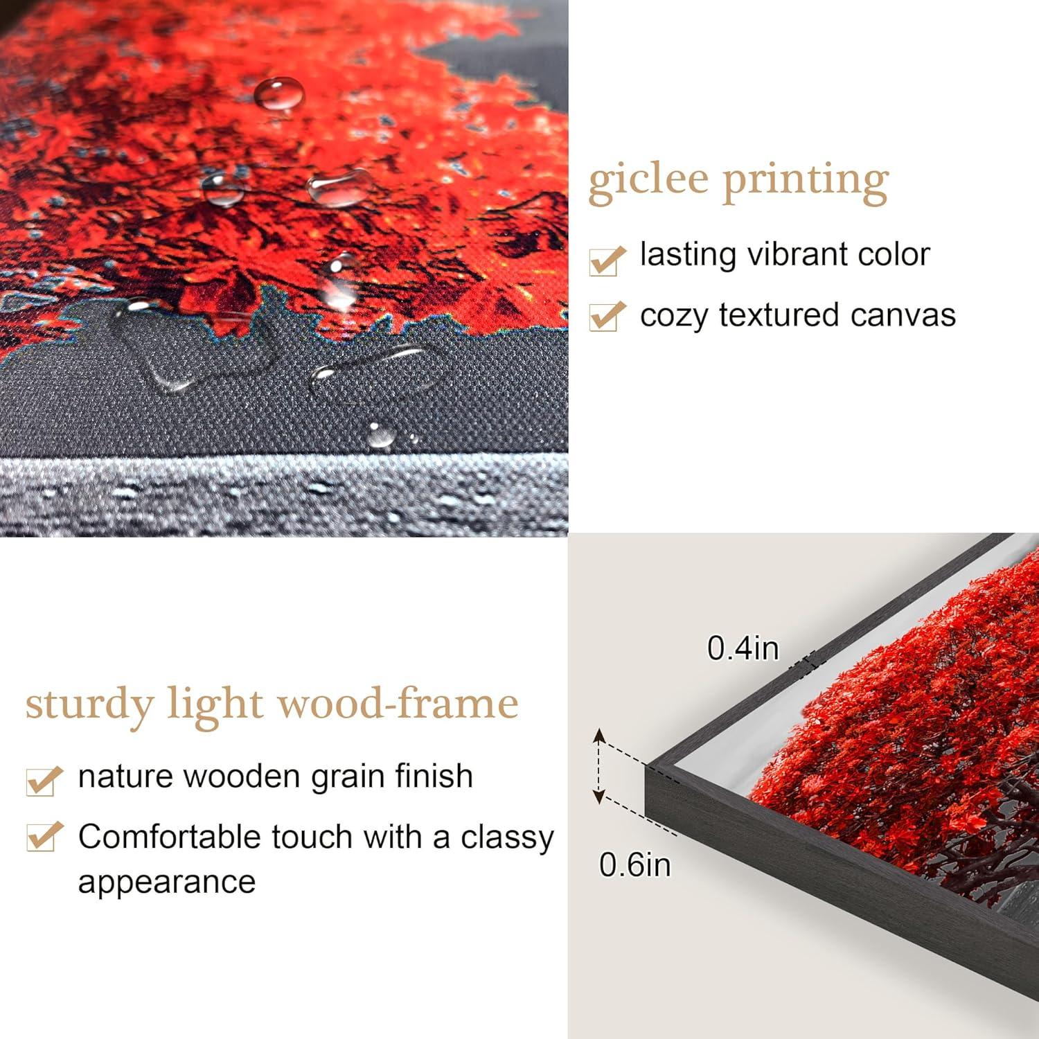 Rote Baum Bilder 3 Teilig Rahmen Schwarz Leinwand Wohnzimmer