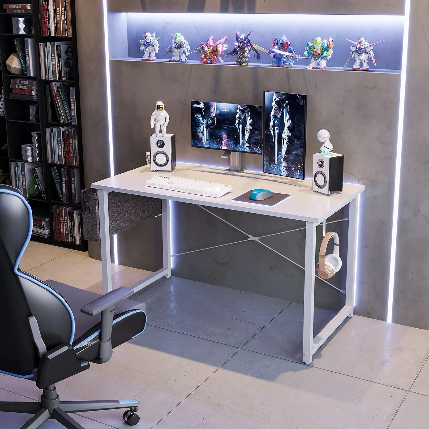 ODK Kleiner Schreibtisch Weiß 100x48cm Bürotisch PC Tisch