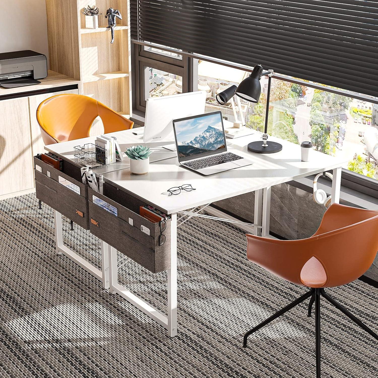Schreibtisch Weiß 100×48×74cm Computertisch Bürotisch mit Kopfhörer