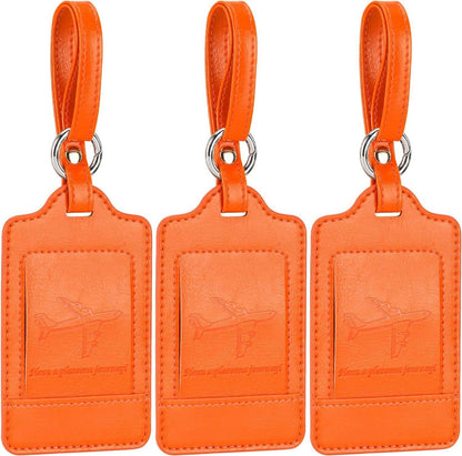 Kofferanhänger mit Adressschild PU Leder Orange