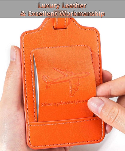 Kofferanhänger mit Adressschild PU Leder Orange