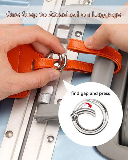 3 Stück Kofferanhänger PU Leder Adressschild Flugreise Orange