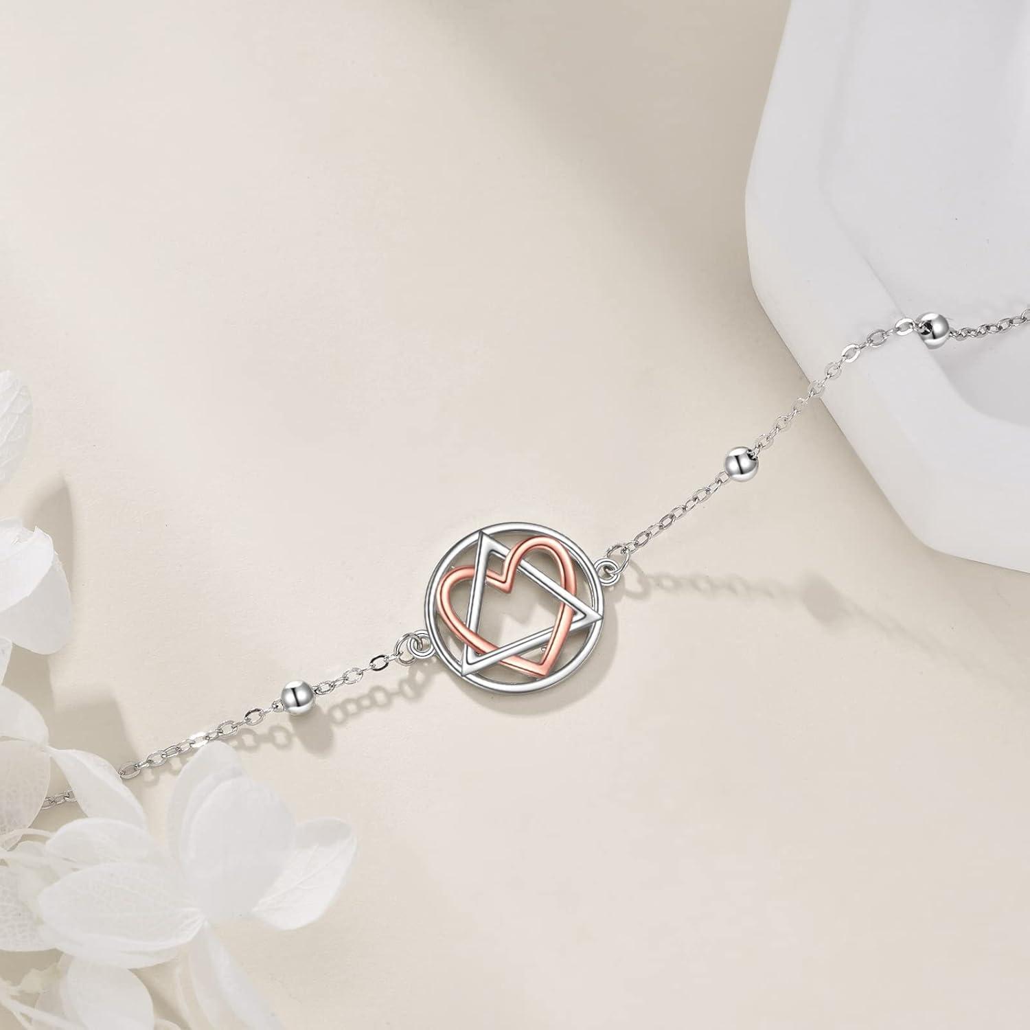 Nüchternheit Geschenk Armband Sterling Silber AA Erholung Symbol 925 für Frauen