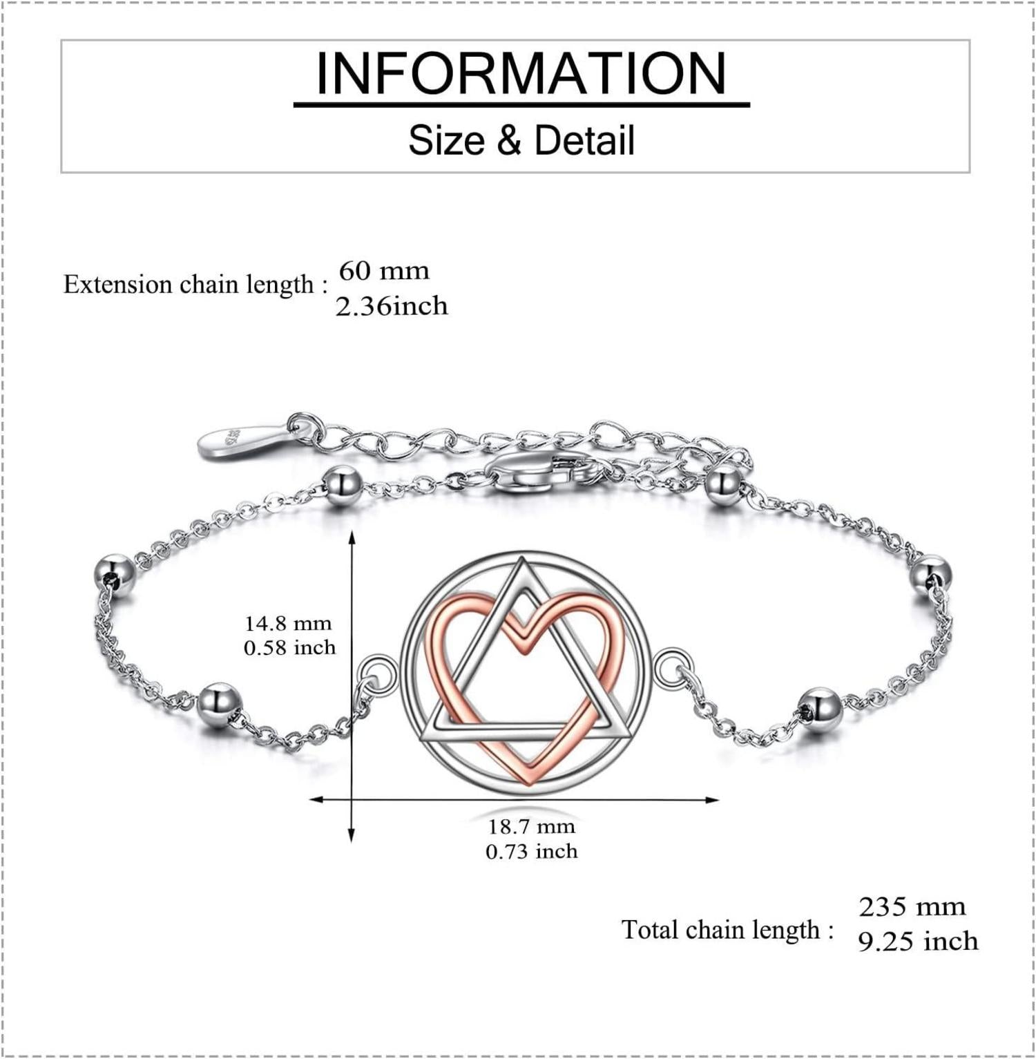 Sterling Silber AA Armband Nüchterne Geschenke Erholung Symbol