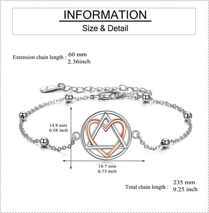 Sterling Silber AA Armband Nüchterne Geschenke Erholung Symbol