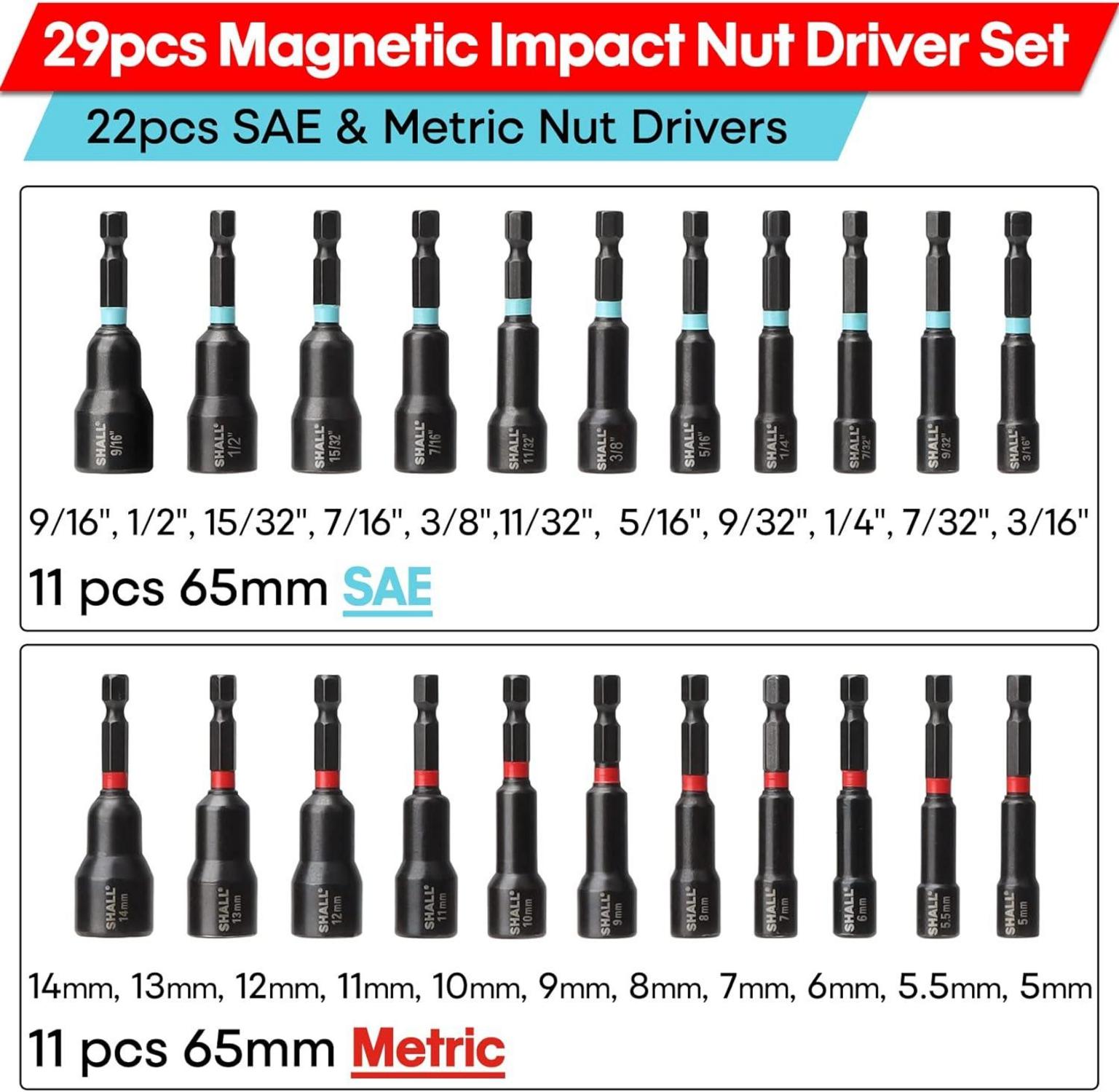 SHALL 29-teiliges magnetisches Steckschlüsselset CR-V-Stahl