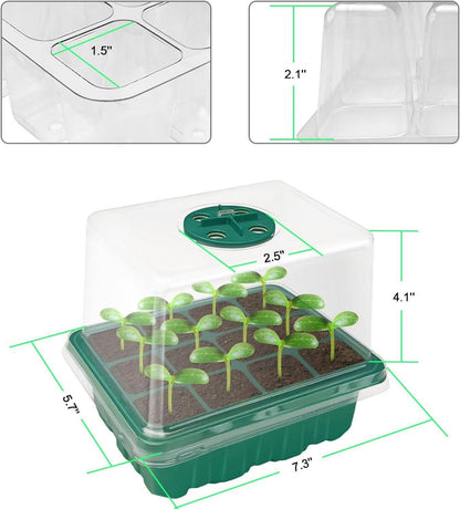 Mini Zimmergewächshaus Anzuchtkasten mit LED Pflanzenlicht - 5er Set