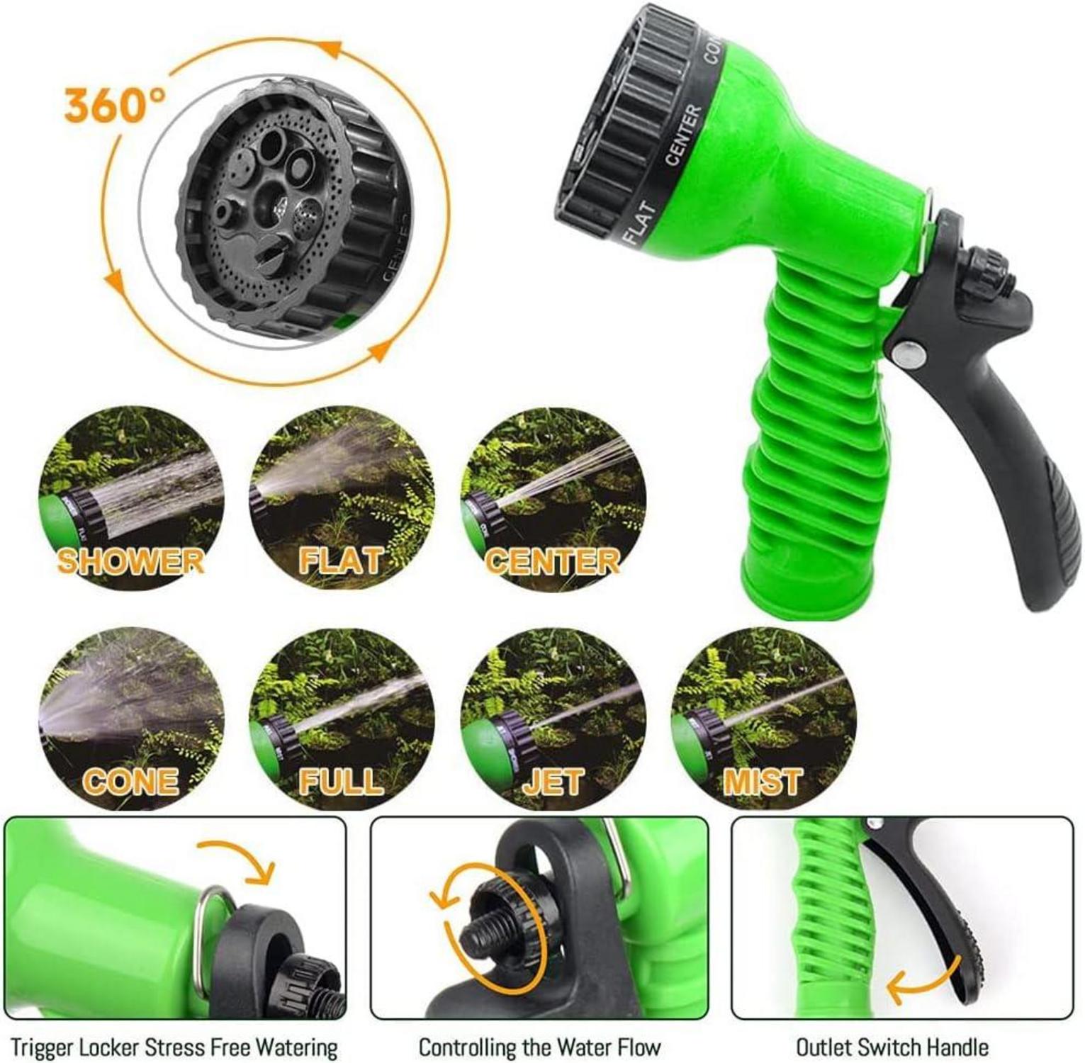 Flexibler Gartenschlauch mit 7 Funktionen 30m - Grün