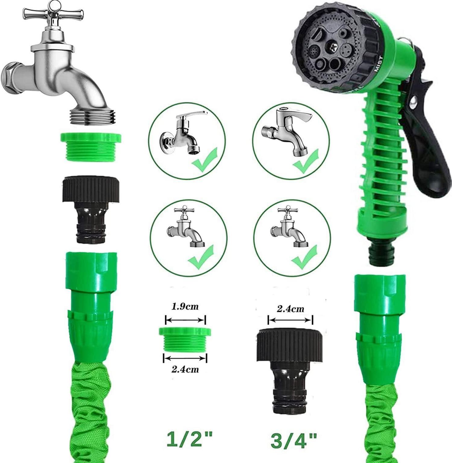 Flexibler Gartenschlauch 30m mit 7 Funktionen, grün