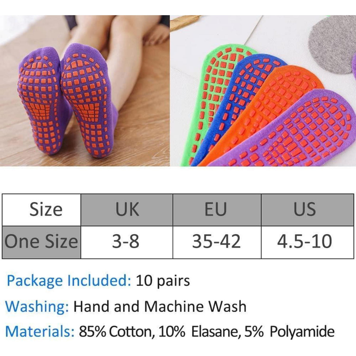 10 Paar Damen Yoga Socken Anti-Rutsch Baumwolle 35-42