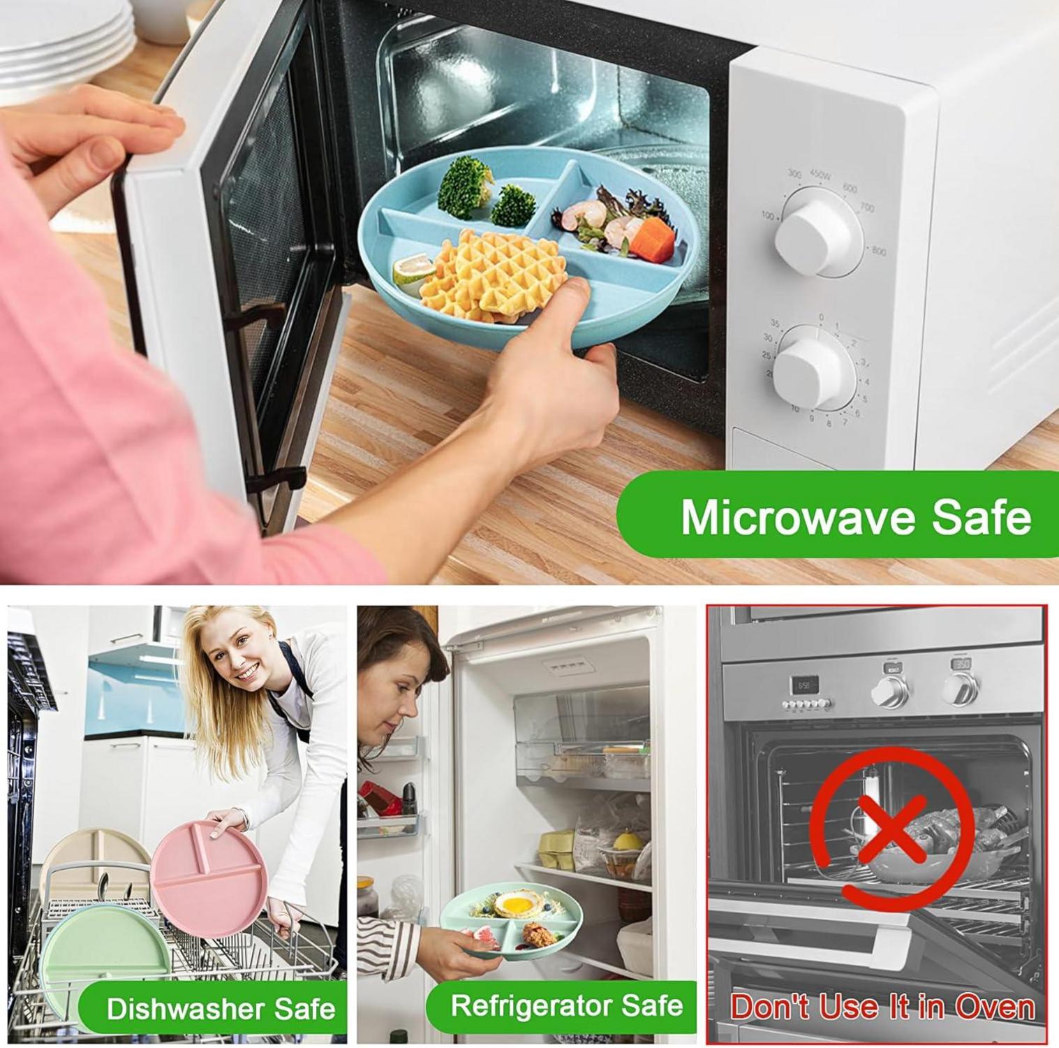 9 Zoll Geteilte Teller Sets 4er unzerbrechlich Portionstrennung Picknick Kinder