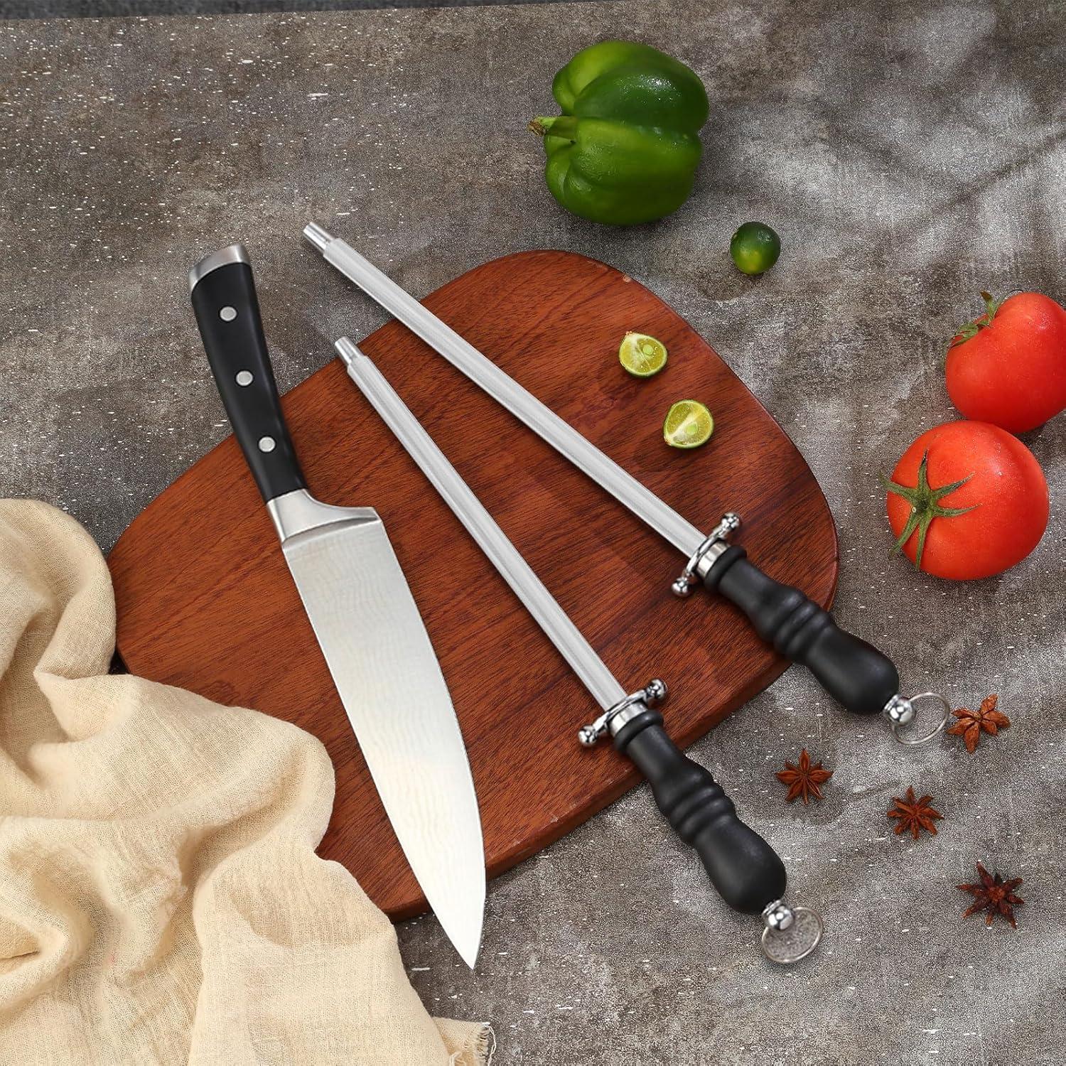 2er Set Wetzstahl 26cm 23cm Profi Messerschärfer ergonomisch mit