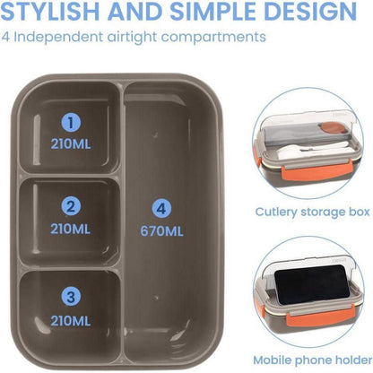 Bugucat Lunchbox Kinder Bentobox mit Fächern 1300ML 3 Stücke