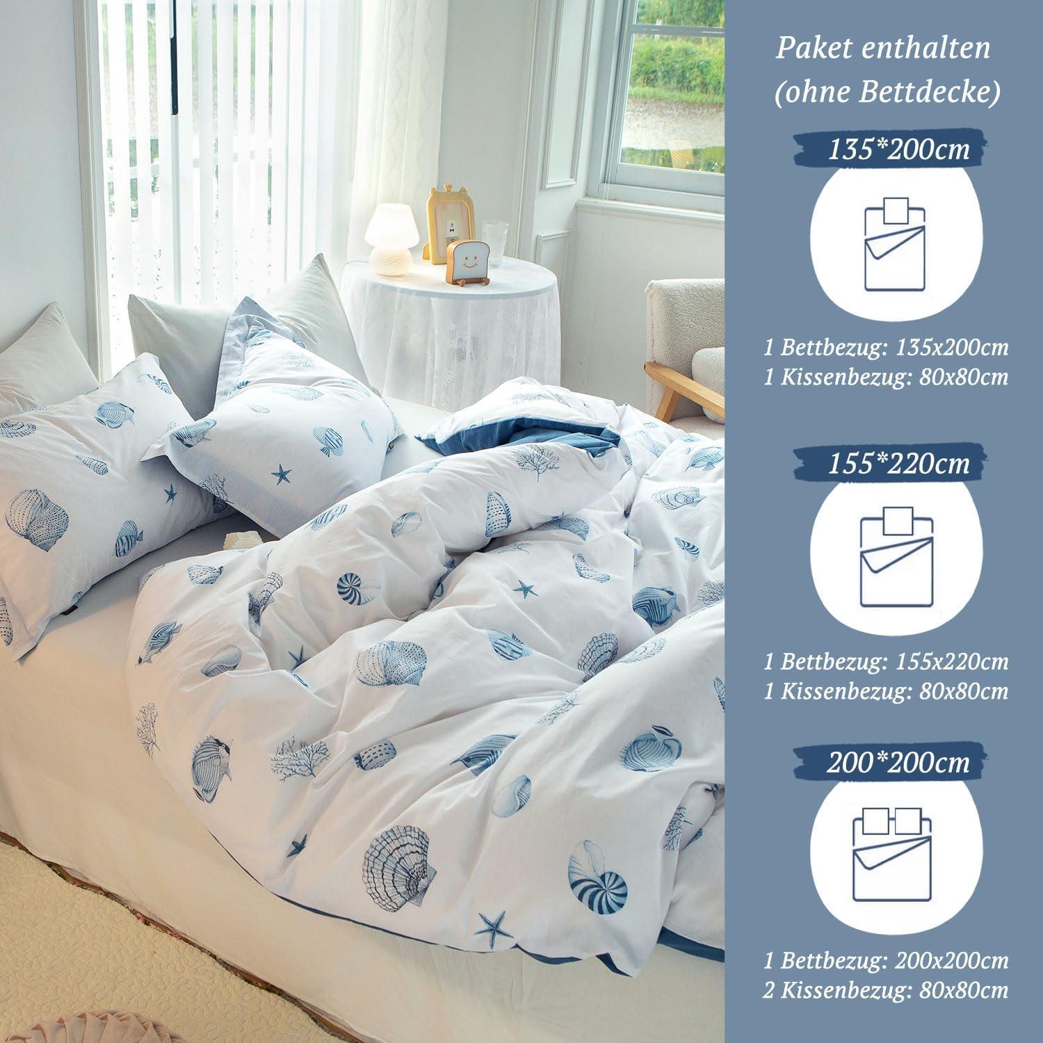 Bettwäsche 200x200 Pflanzenmuster Baumwolle Leinen Griff ÖkoTex Allergiker