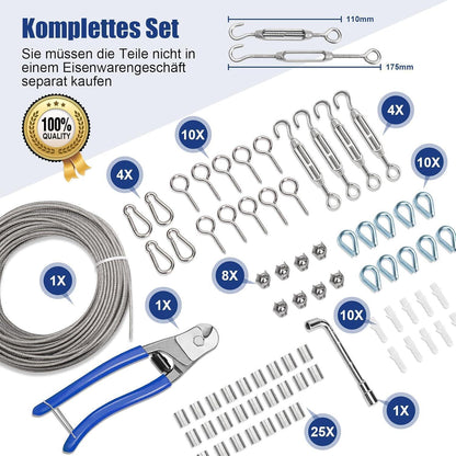 Wohnwagen Zubehör 74 Stahlseil Kit 35m Edelstahl Drahtseil