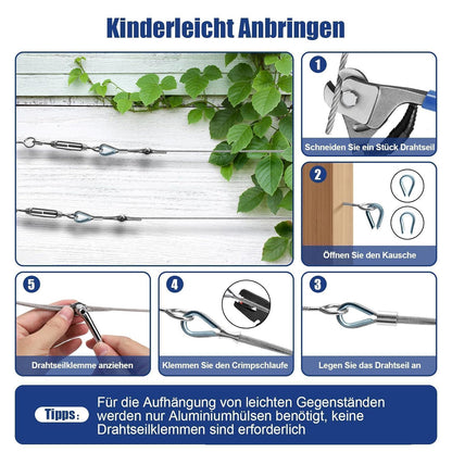 Wohnwagen Zubehör 74 Stahlseil Kit 35m Edelstahl Drahtseil