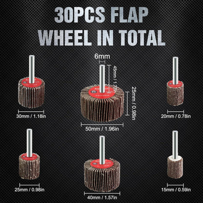Fächerschleifer Set 30tlg. Korn 80 für Bohrmaschine