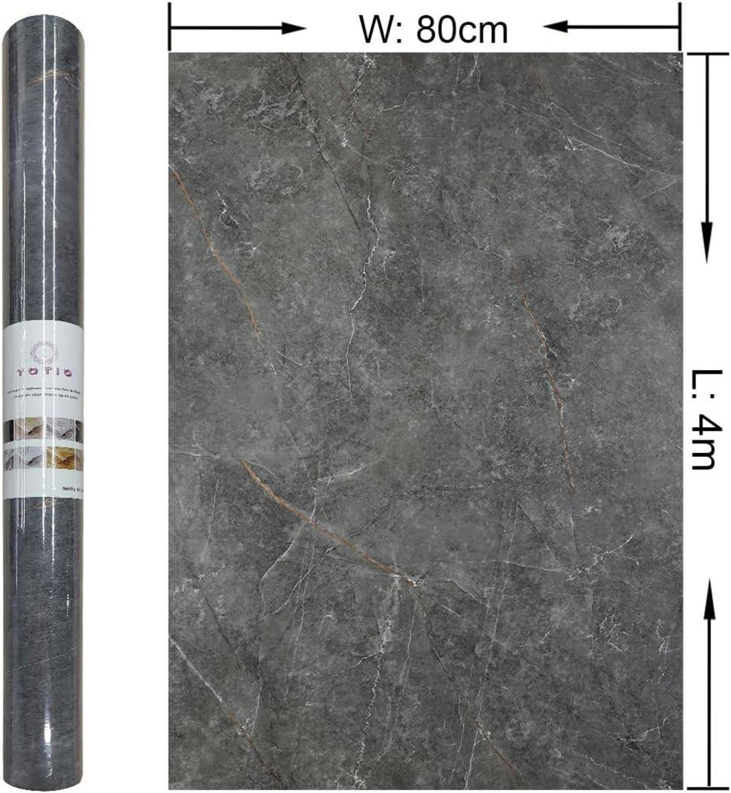 Selbstklebende Marmor Granit Folie 80x4m Dunkelgrau Glänzend DIY