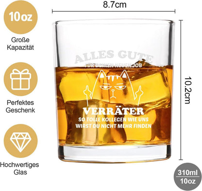 Whiskeyglas Abschiedsgeschenk Kollegen ALLES GUTE Neu Job 300ML