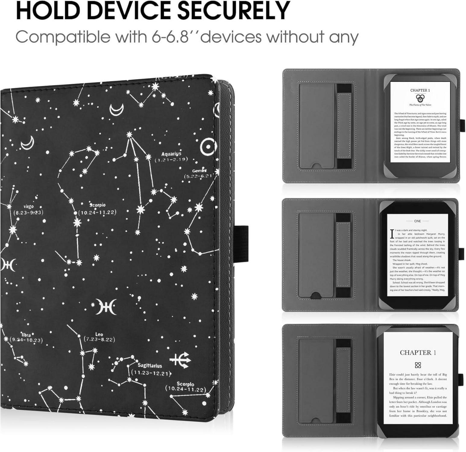 Universal Hülle mit Silikonschnallen für 6 Zoll eReader, Folio Ständer