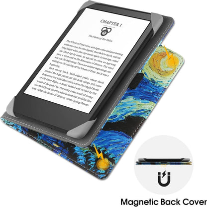 Universal 6 Zoll E-Reader Hülle mit Ständer & Handschlaufe - Schützendes PU-Leder Cover - Kompatibel mit Paperwhite, Kobo, Tolino, PocketBook