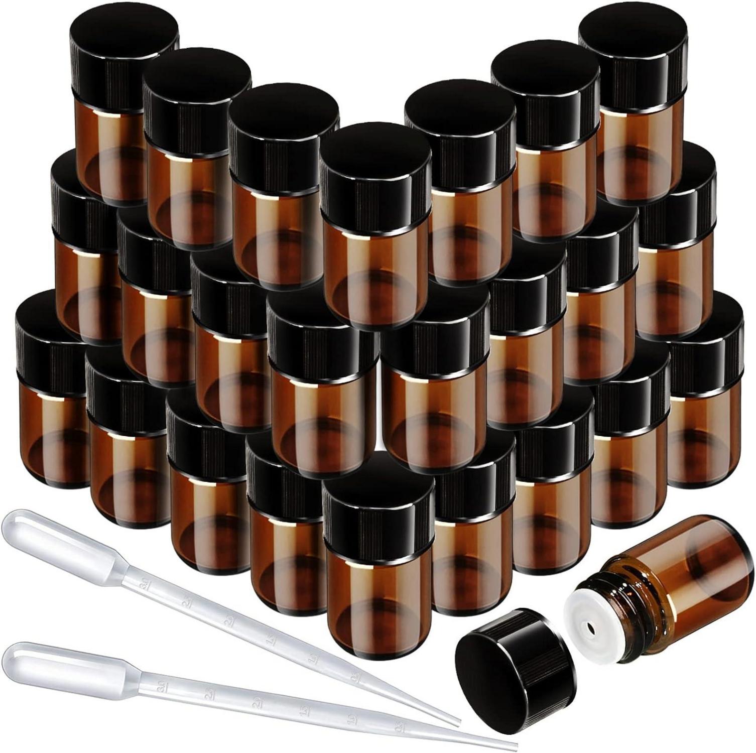 Braune 2ml Ätherische Öl Glasflaschen mit Tropfer 25 PCS