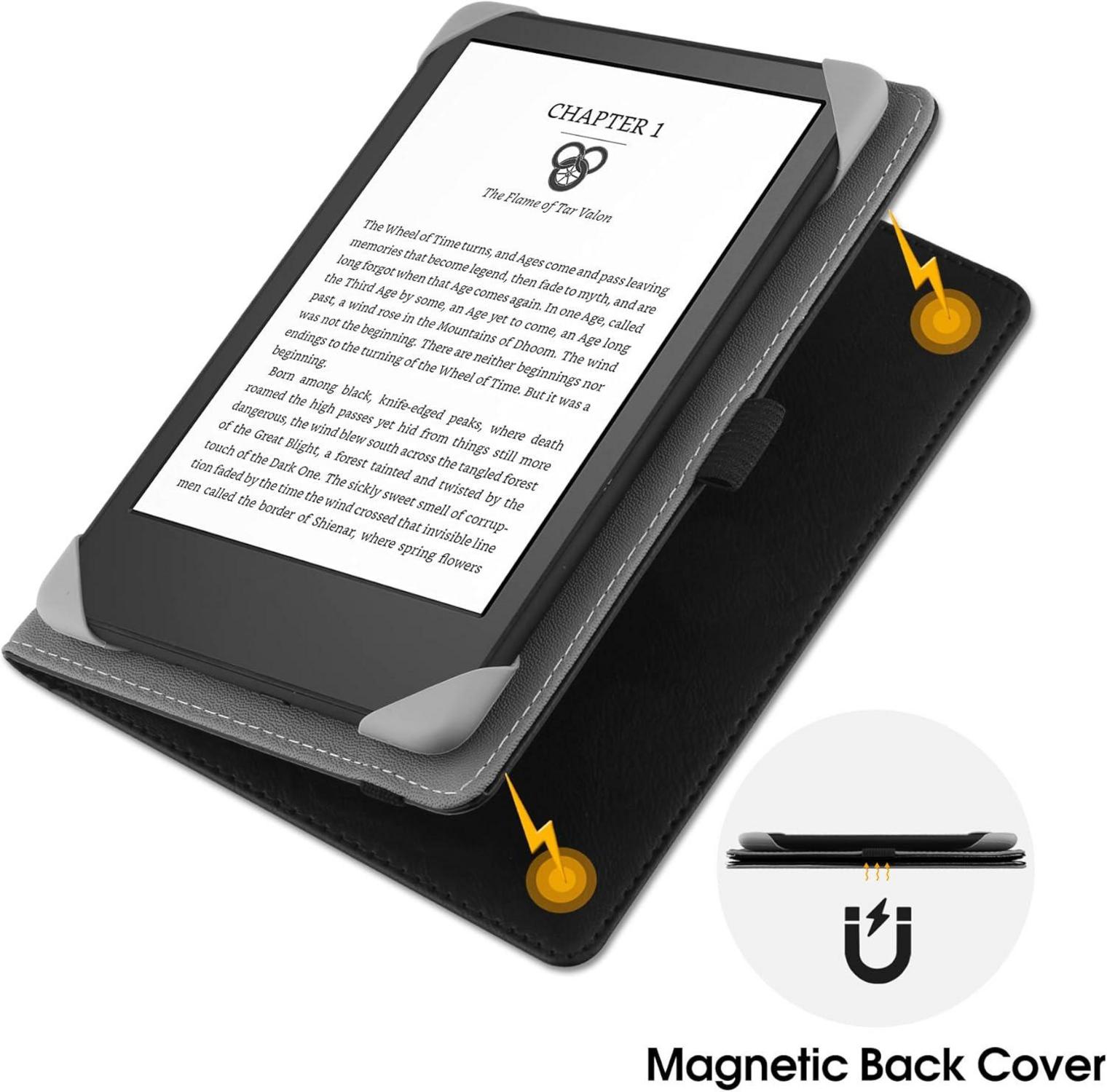 Universal 6 Zoll eReader Hülle mit Handschlaufe und Ständer - Schwarz