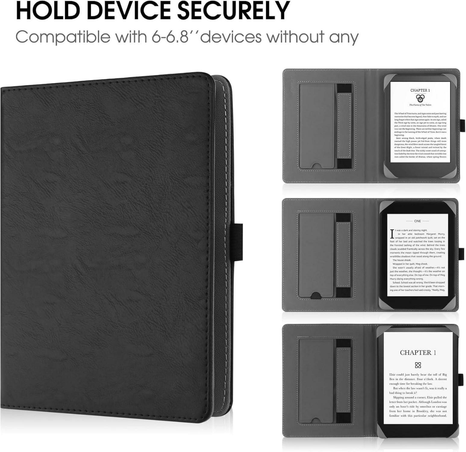 Universal 6 Zoll eReader Hülle mit Silikonschnallen und