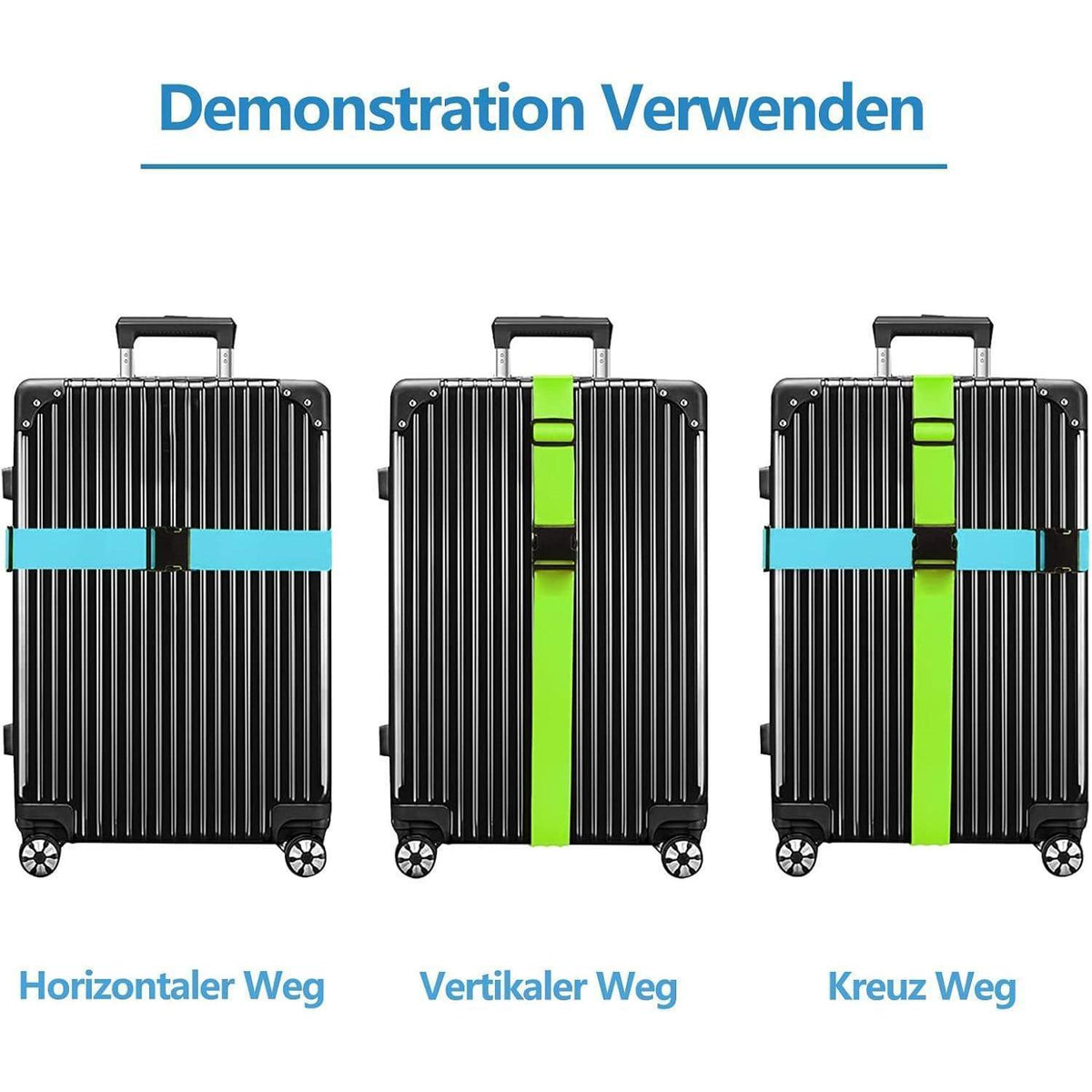 Koffergurte 4er Set mit Adressschild, verstellbar, 4 Farben