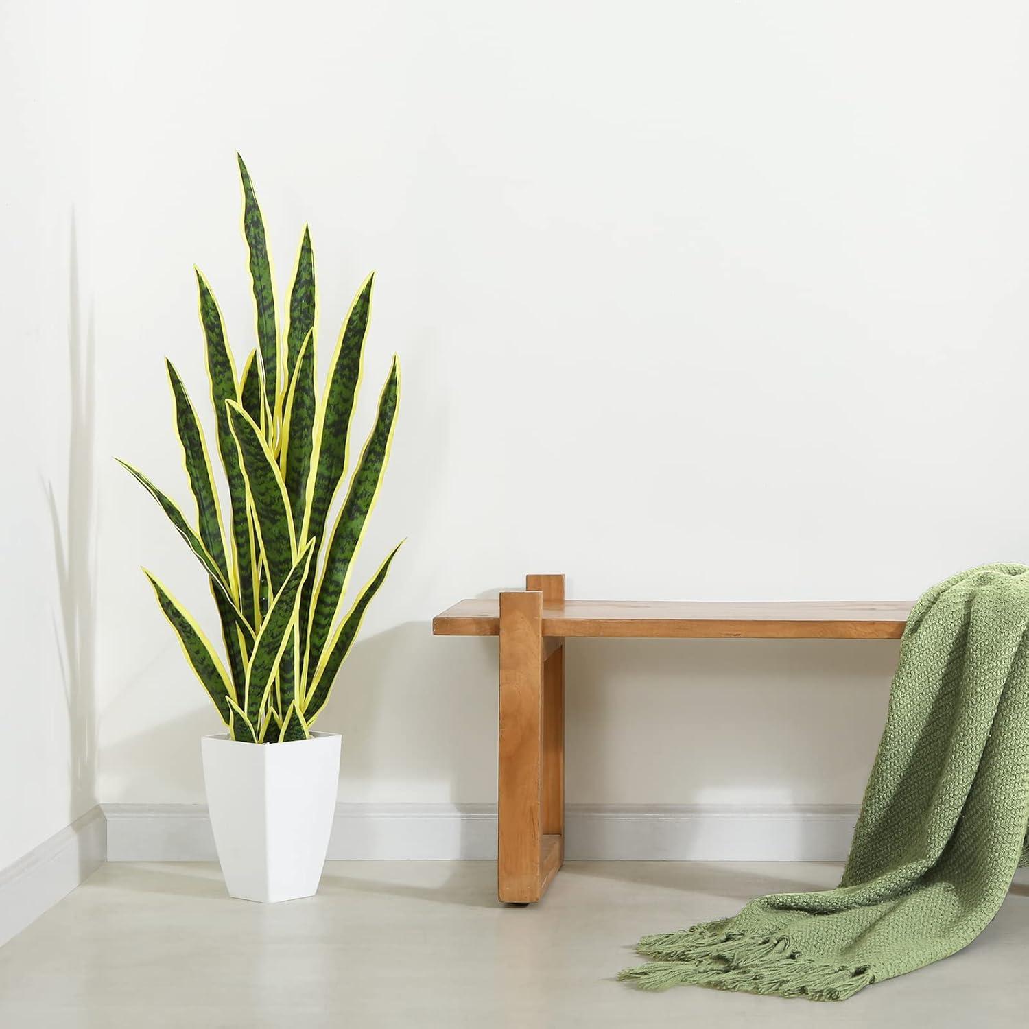 Kunstpflanze Bogenhanf 110 cm Gelb Sansevieria Plastikpflanze Moderne