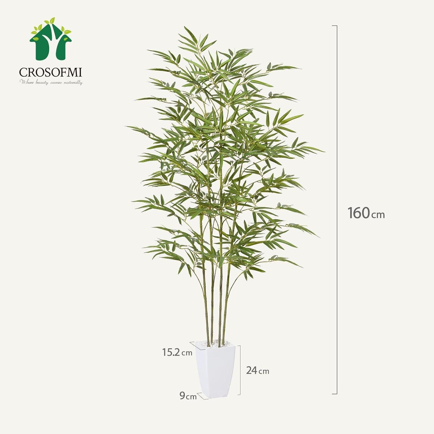 160 cm CROSOFMI Kunstpflanze Bambus Deko Zimmer Balkon Echt Optik Modern